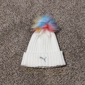 Girls Puma Pom Beanie Hat
